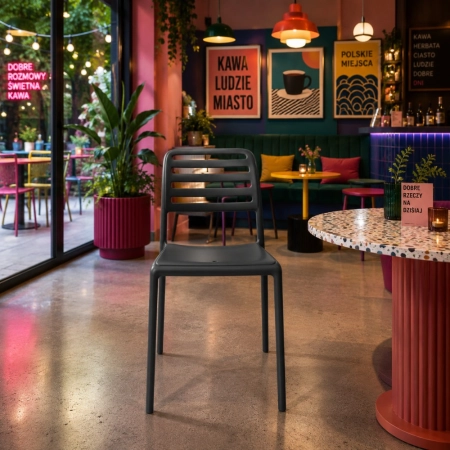 krzesło Costa Bistrot antracyt widok frontalny w kawiarni ewoodland.pl