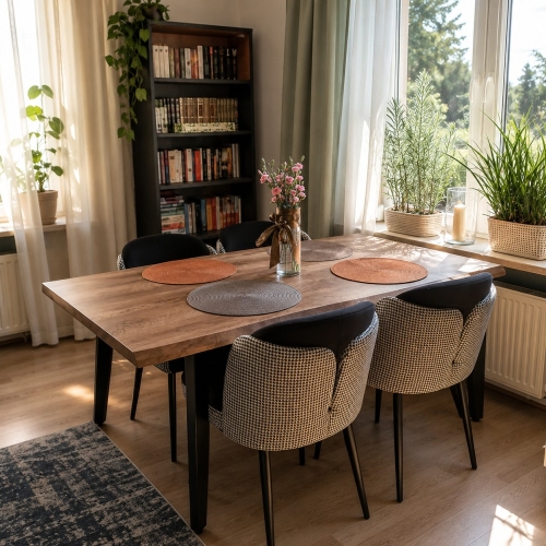 Przejdź do produktu Stół SIMPLE rozkładany 160–200 cm – ciemny dąb, czarne nogi
