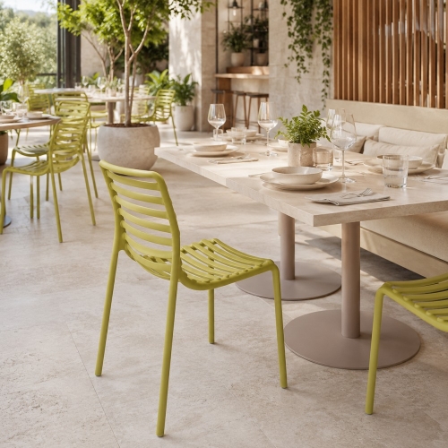 Przejdź do produktu Krzesło zewnętrzne Doga Bistrot Pera limonkowe sztaplowane
