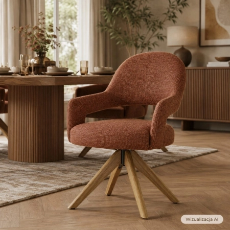 krzesło Padwa Supreme Wood Vinci obrotowe przy stole w eleganckiej aranżacji jadalni ewoodland.pl