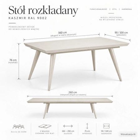 Stół dębowy Nicole wymiary ewoodland.pl