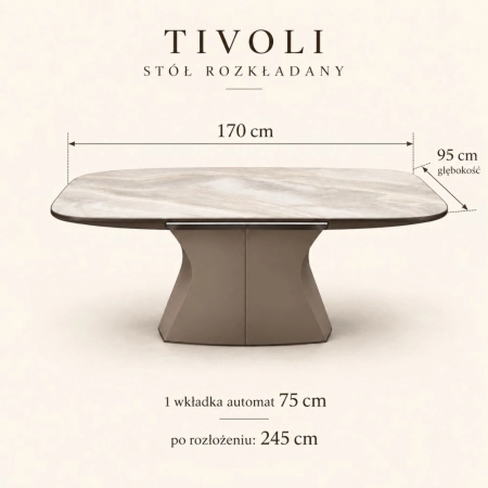 stół TIVOLI ze spieku kwarcowego szkic wymiarowy ewoodland.pl