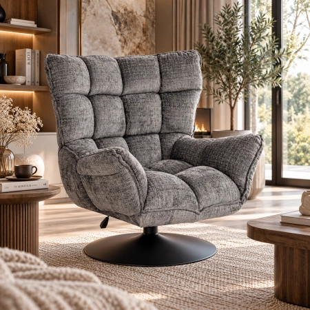 Fotel obrotowy RELTON szary z funkcją kołyski w eleganckim salonie premium – ewoodland.pl