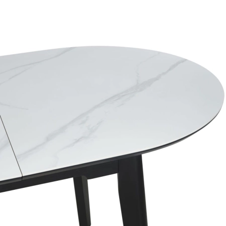 stół Velvio Ceramic detal ceramicznego blatu z efektem białego marmuru ewoodland.pl