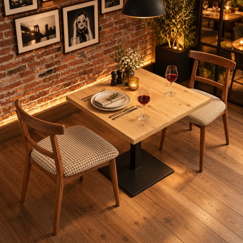 Przejdź do produktu Stolik kawiarniany Vento 67x67 cm, dąb artisan i czarna metalowa podstawa