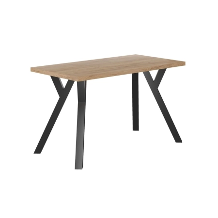 stół loftowy Nexon 128x67 cm dąb złoty craft czarne stalowe nogi widok profilowy ewoodland.pl