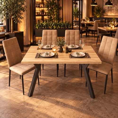 Przejdź do produktu Stół loftowy Nexon 128x67 cm, dąb złoty craft i czarne metalowe nogi
