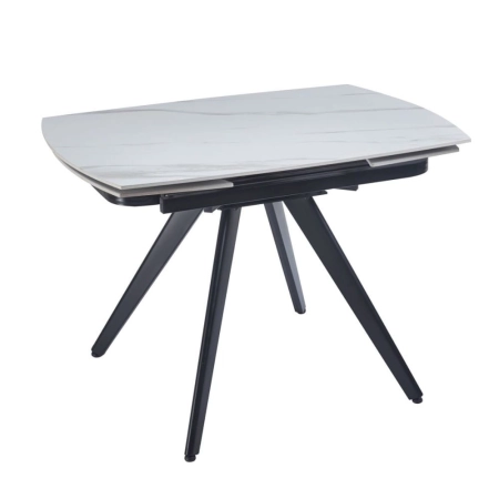 Stół Ceramo Ceramic 120 cm biały marmur czarne metalowe nogi widok profilowy ewoodland.pl
