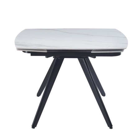 Stół Ceramo Ceramic 120 cm biały marmur czarne metalowe nogi widok z boku ewoodland.pl