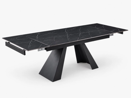 Stół MONTARO BLACK 160–240 × 90 cm spiek czarny marmur rozłożony ewoodland.pl