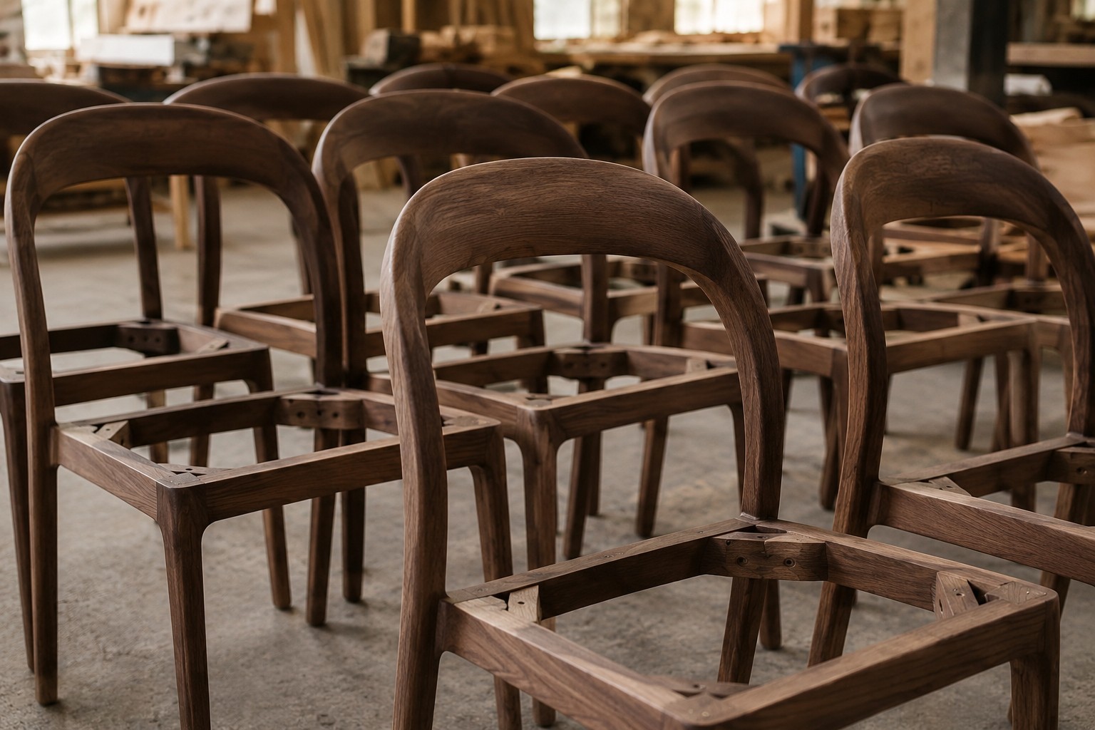 Showroom ewoodland.pl - drewniane stelaże krzeseł i proces produkcji