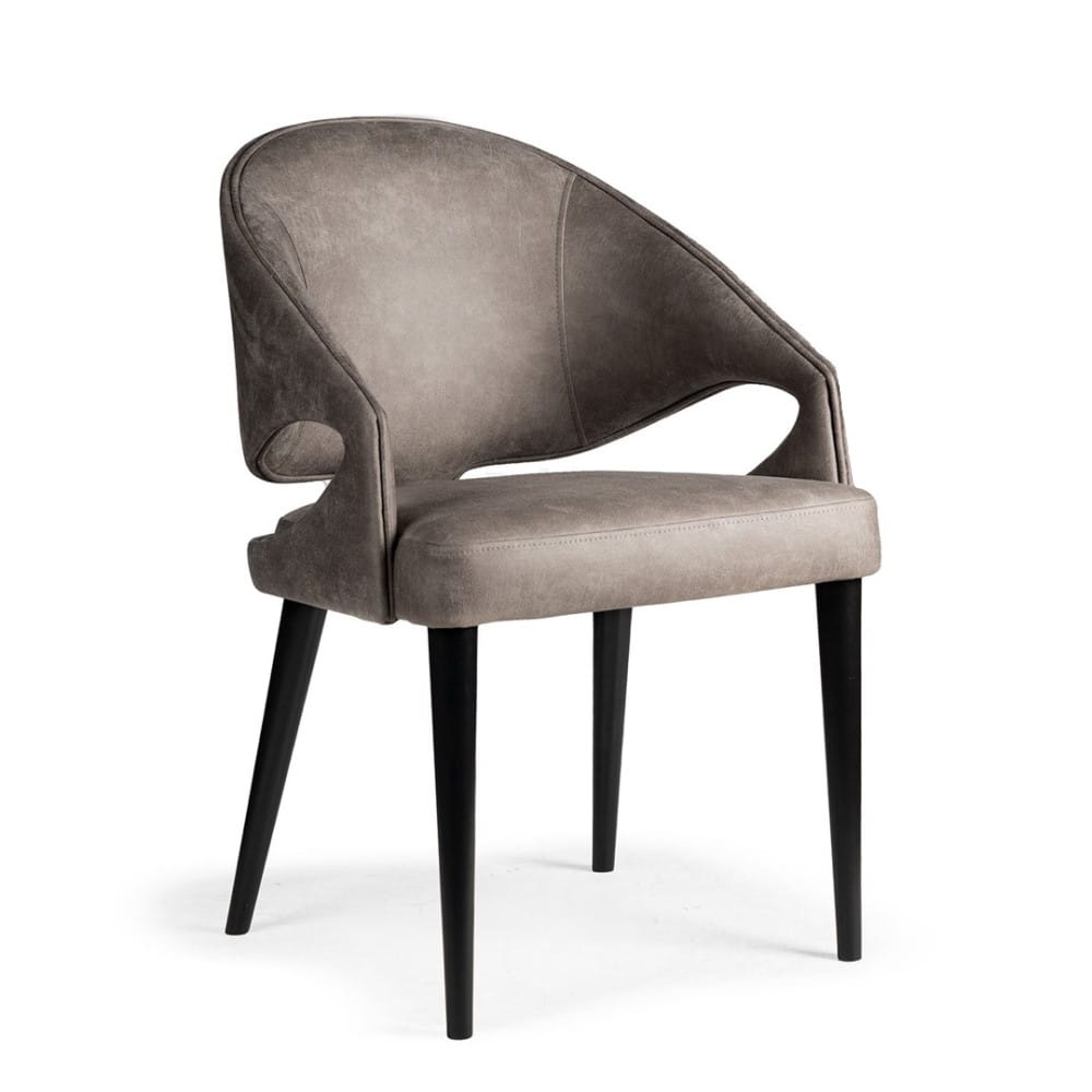 Krzesło tapicerowane Venlo z drewnianymi nogami – widok profilowy, tkanina welurowa ewoodland.pl