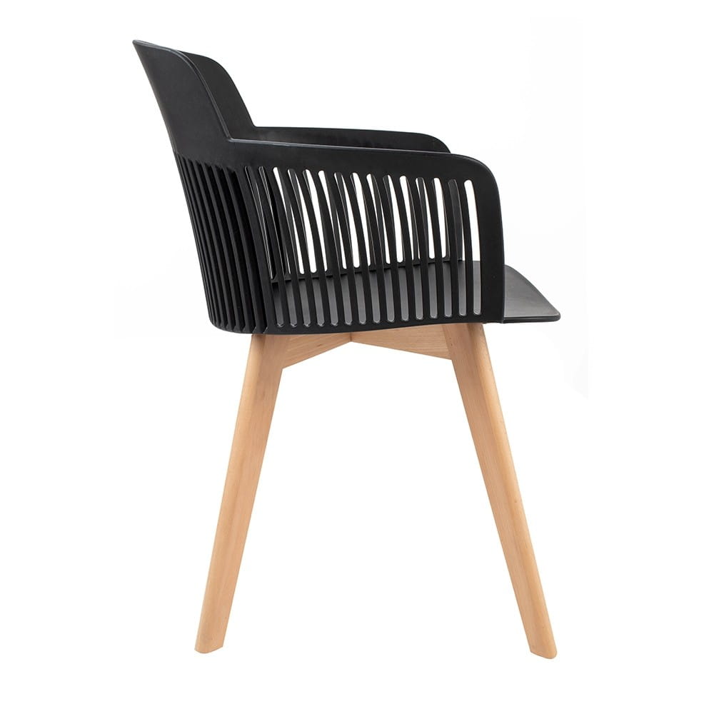 Krzesło TORRE BLACK WOOD – widok z boku, elegancki profil