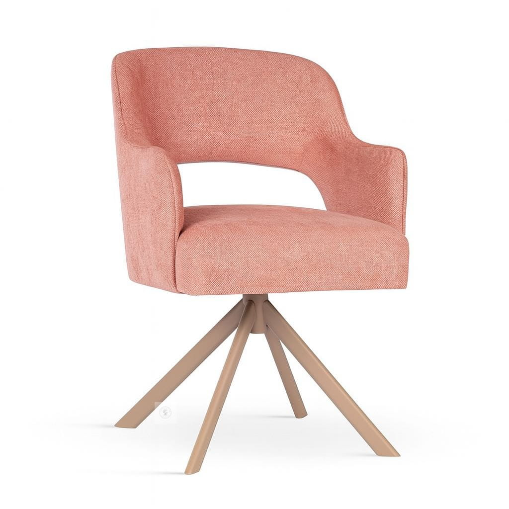 Krzesło obrotowe tapicerowane MERCY SUPREME - widok profilowy, taupe, łososiowy ewoodland.pl