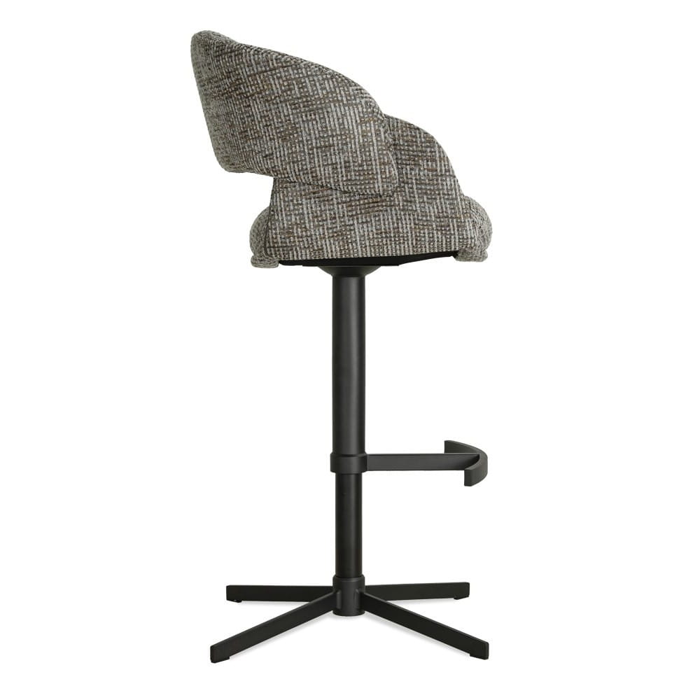 Obrotowy hoker tapicerowany FROYD, czarna noga, ewoodland.pl - bok