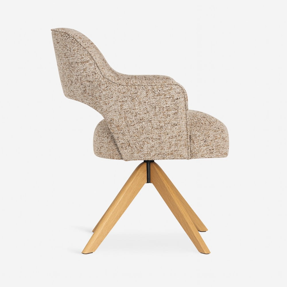 Krzesło MERCY SUPREME WOOD SWIVEL – widok z boku, ergonomiczne oparcie i podłokietniki – ewoodland.pl