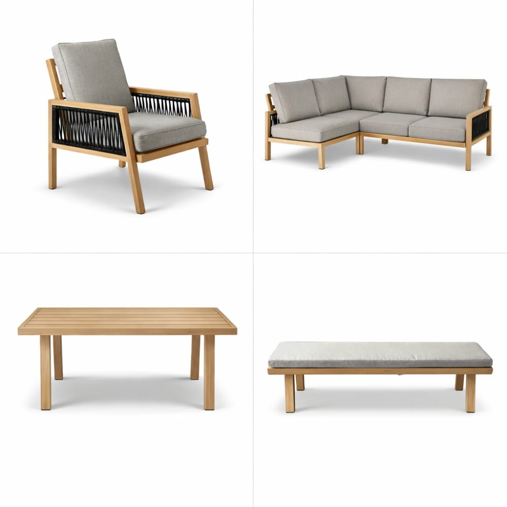 zestaw ogrodowy Vera komplet mebli ogrodowych szare poduszki ewoodland.pl