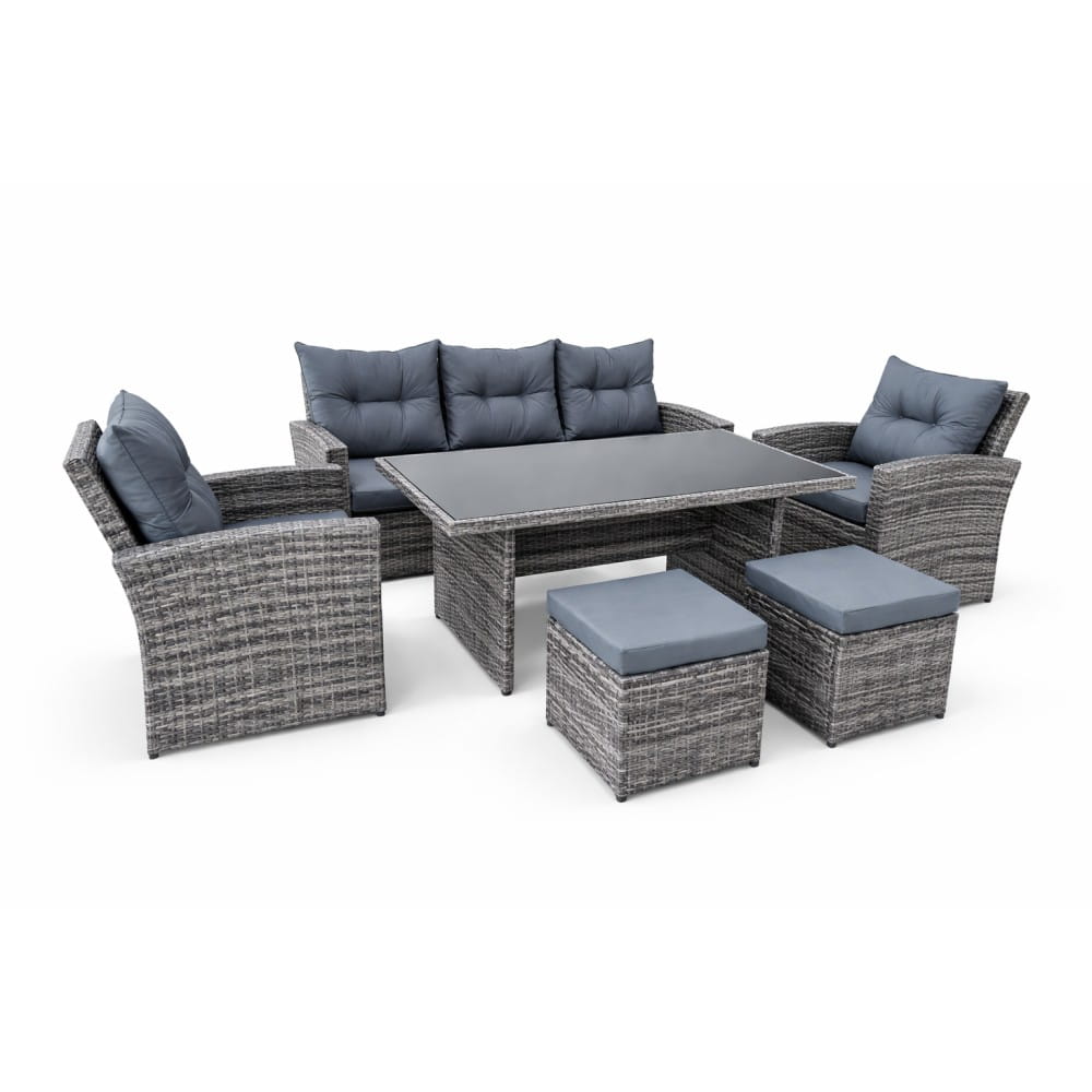 Zestaw mebli ogrodowych z technorattanu, sofa, 2 fotele, 2 pufy