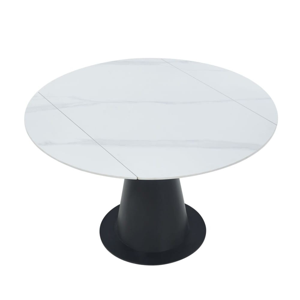 stół Cortona Ceramic 120 cm biały marmur czarna podstawa widok główny ewoodland.pl