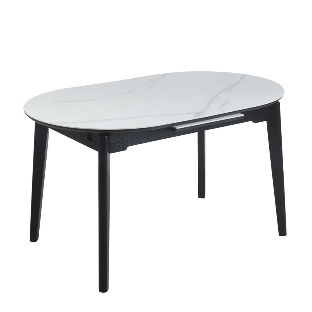 stół Velvio Ceramic biały marmur czarne drewno widok główny ewoodland.pl