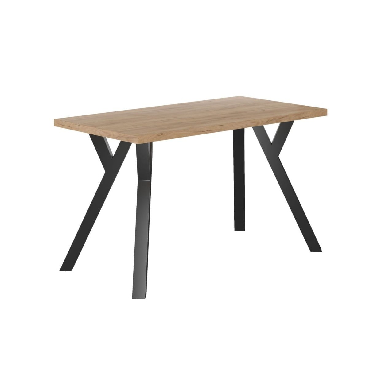 stół loftowy Nexon 128x67 cm dąb złoty craft czarne stalowe nogi widok profilowy ewoodland.pl