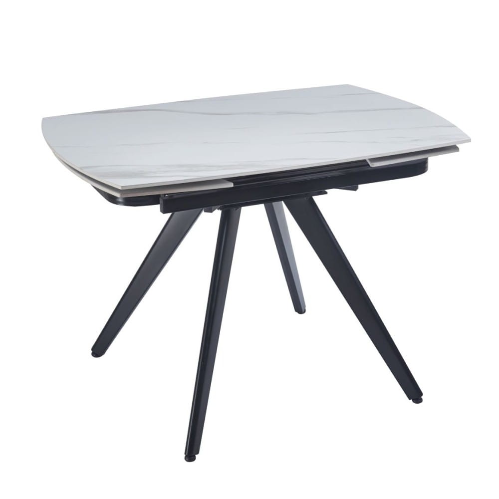 Stół Ceramo Ceramic 120 cm biały marmur czarne metalowe nogi widok profilowy ewoodland.pl